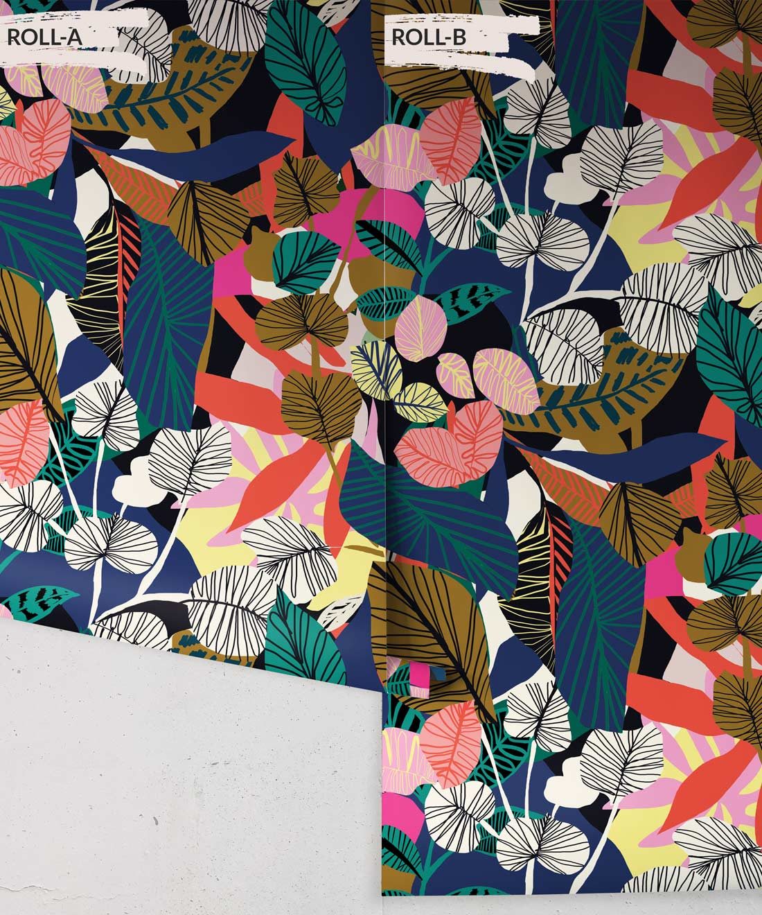 Overgrown Wallpaper, Colourful Banana Leaf wallpaper by Kitty McCall Milton & King, Australia