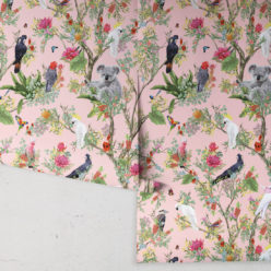 Australia Wallpaper • Cockatoos, Koalas, Parrots, Finches • Milton & King USA • Coral Wallpaper Roll
