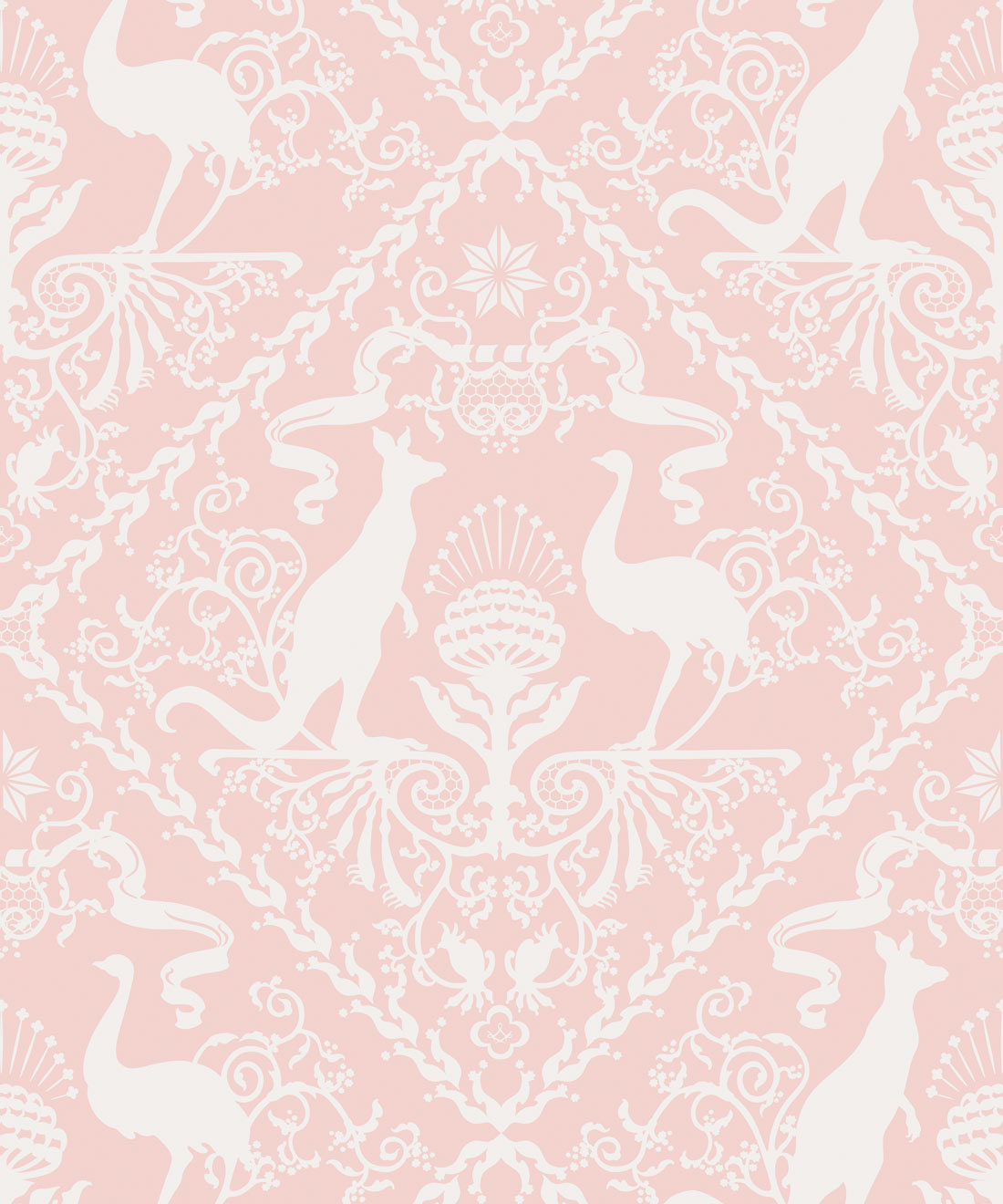 In Australia We Trust Coral • Australian Wallpaper • Australian Coat of Arms • Milton & King • Pink Wallpaper Swatch