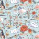 Pond Pattern Wallpaper featuring alligators, swans, flamingos and lily pads • Light • Swatch