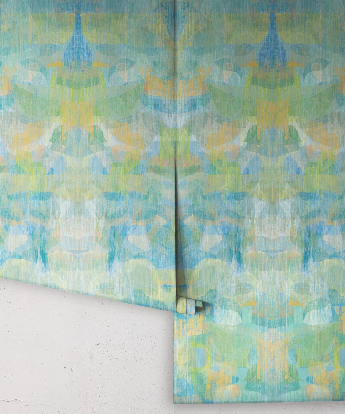 Camoufleur Wallpaper • Turquoise • Blue Yellow Wallpaper • Abstract Wallpaper rolls