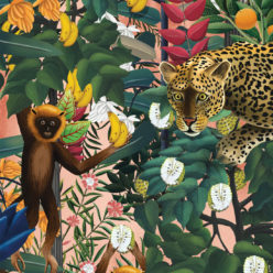 The Jungle Wallpaper • Animal Wallpaper • Botanical Wallpaper • Coral Wallpaper • Swatch