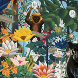 The Jungle Wallpaper • Animal Wallpaper • Botanical Wallpaper • Sky Wallpaper • Swatch