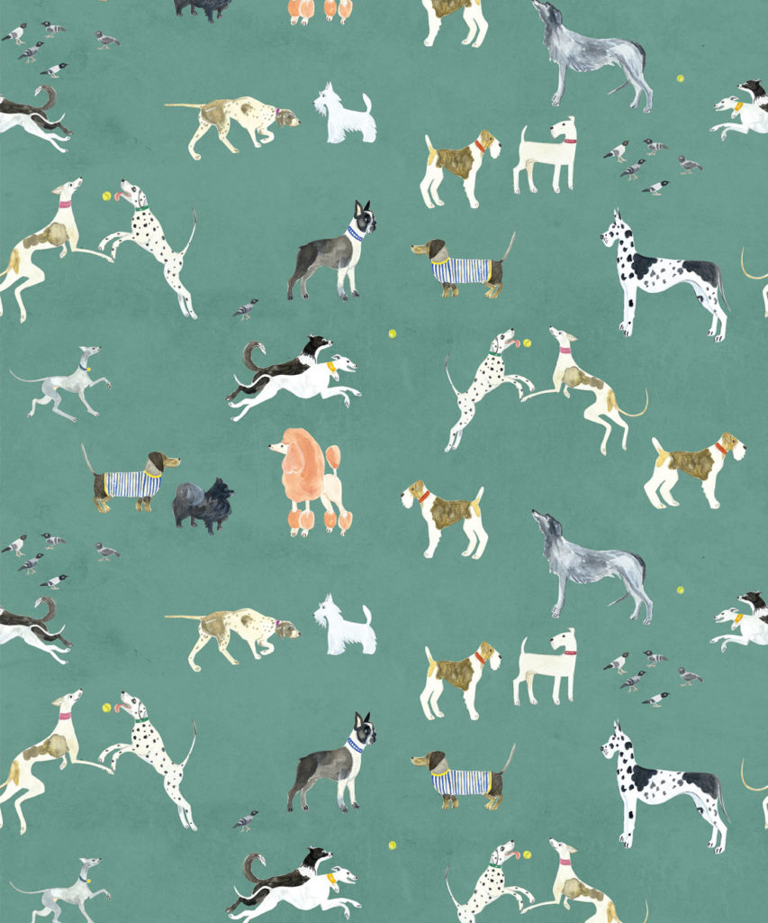 Doggies Wallpaper • Dog Wallpaper • Turquoise • Swatch