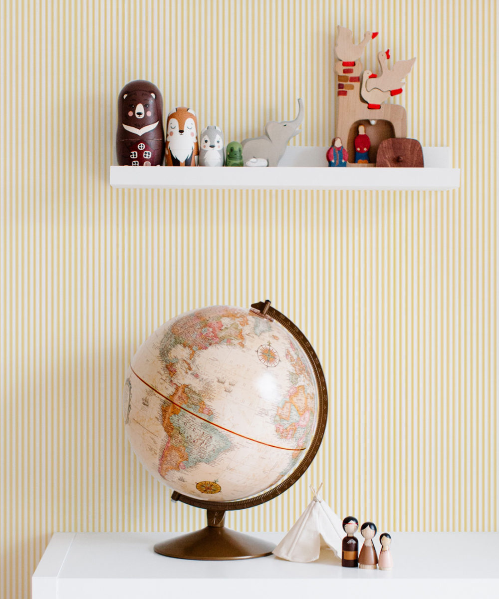 Ticking Stripe Wallpaper – Grey Pre-Pasted Peelable Textured Wall Covering - View #2