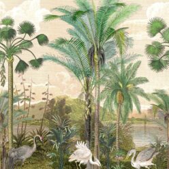 South Asian Subcontinent Wallpaper Mural •Bethany Linz • Palm Tree Mural • Pink • Swatch