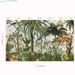Heritage Jungle Mural • Tropical Jungle Animal Wallpaper • Large Panels