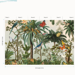 Heritage Jungle Mural • Tropical Jungle Animal Wallpaper • Small Panels