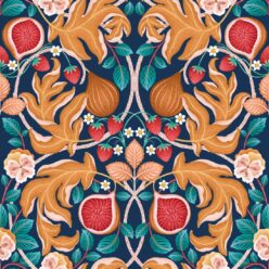 Figs & Strawberries Wallpaper • Botanical Fruit Wallpaper • Imperial • Swatch