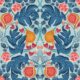 Figs & Strawberries Wallpaper • Botanical Fruit Wallpaper • Powder Blue & Ocre • Swatch