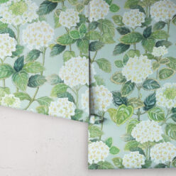 Hydrangea Garden Wallpaper • Aqua • Rolls
