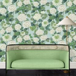Hydrangea Garden Wallpaper • Blue & White • Insitu
