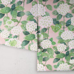 Hydrangea Garden Wallpaper • Pink • Rolls