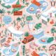 Pool Party Wallpaper • Jacqueline Colley • Coral • Swatch