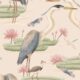 Heron Jacana Giant Lillypad Wallpaper • Cream • Swatch