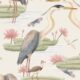 Heron Jacana Giant Lillypad Wallpaper • Snowflake • Swatch