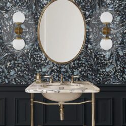Marble Swirls Wallpaper • Marble Wallpaper • Navy • Insitu