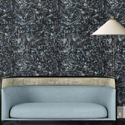 Marble Swirls Wallpaper • Marble Wallpaper • Navy • Insitu