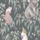 Bush Babies Wallpaper • Children's Wallpaper • Gum Gray • Swatch