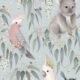 Bush Babies Wallpaper • Children's Wallpaper • Soft Blue • Swatch