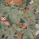 In The Woods Wallpaper • Children's Wallpaper • Dusty Green • Swatch