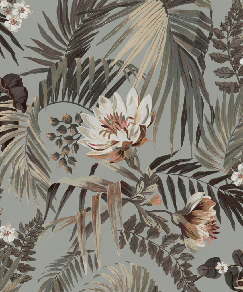 Majestic Palm Wallpaper • Fog • Swatch