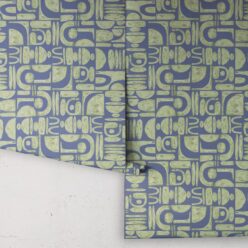 Formes Trios Wallpaper • Sage Navy • Rolls
