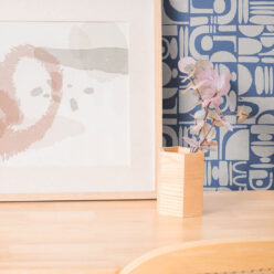 Formes Trios Wallpaper • Snow Navy • Insitu