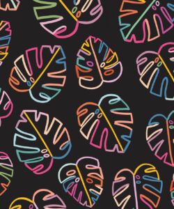 Monstera Love Wallpaper • Black • Swatch