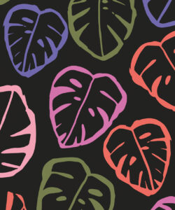 Neon Monstera Love Mural • Black • Swatch