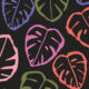 Neon Monstera Love Mural • Black • Swatch