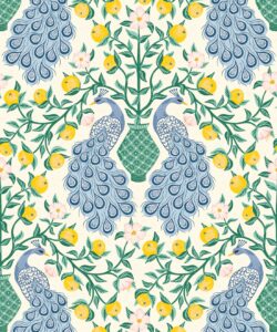 Peacock Wallpaper • Lemon • Swatch
