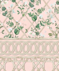 Climbing Sweet Pea Frieze Mural • Pink • Swatch