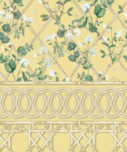 Climbing Sweet Pea Frieze Mural • Rattan & Cane • Swatch