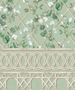 Climbing Sweet Pea Frieze Mural • Sage & Cane • Swatch