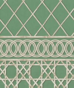 Colony Frieze Mural • Dark Green & Cane • Swatch