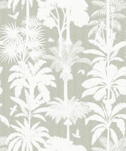 Cockatoo Palms Wallpaper • Sage Linen • Swatch