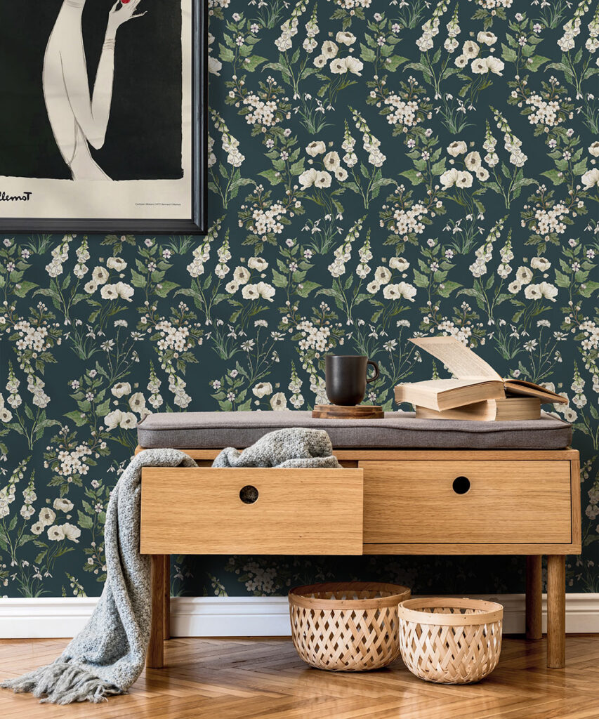 Wallpaper Republic - Floral Emporium Collection - Garden Delight - Emerald - Swatch - Insitu