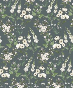 Wallpaper Republic - Floral Emporium Collection - Daisy Damask - Slate Grey - Swatch