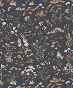 Wallpaper Republic - Floral Emporium Collection - Meadows Antique - Antique Charcoal - Swatch
