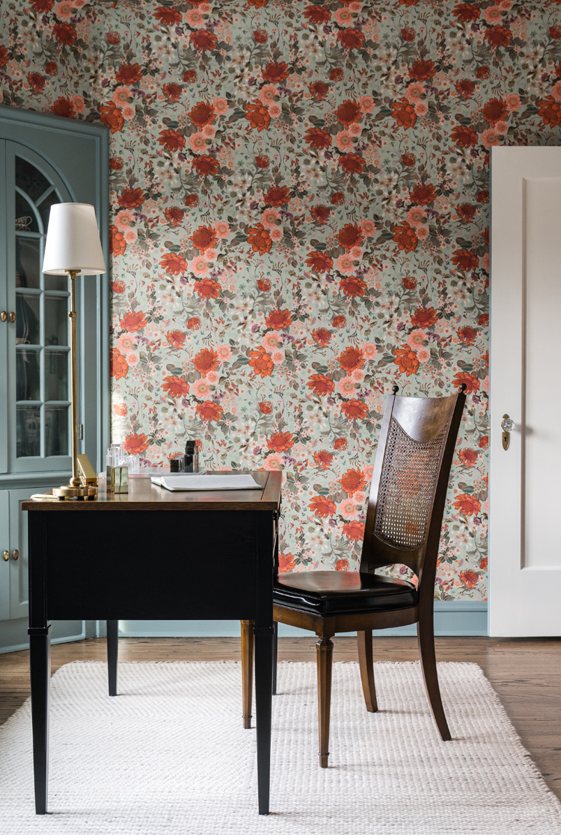 Wallpaper Trends for 2025 • Bouquet Wallpaper • Pistachio • Insitu • Home Office • Meg Made TV