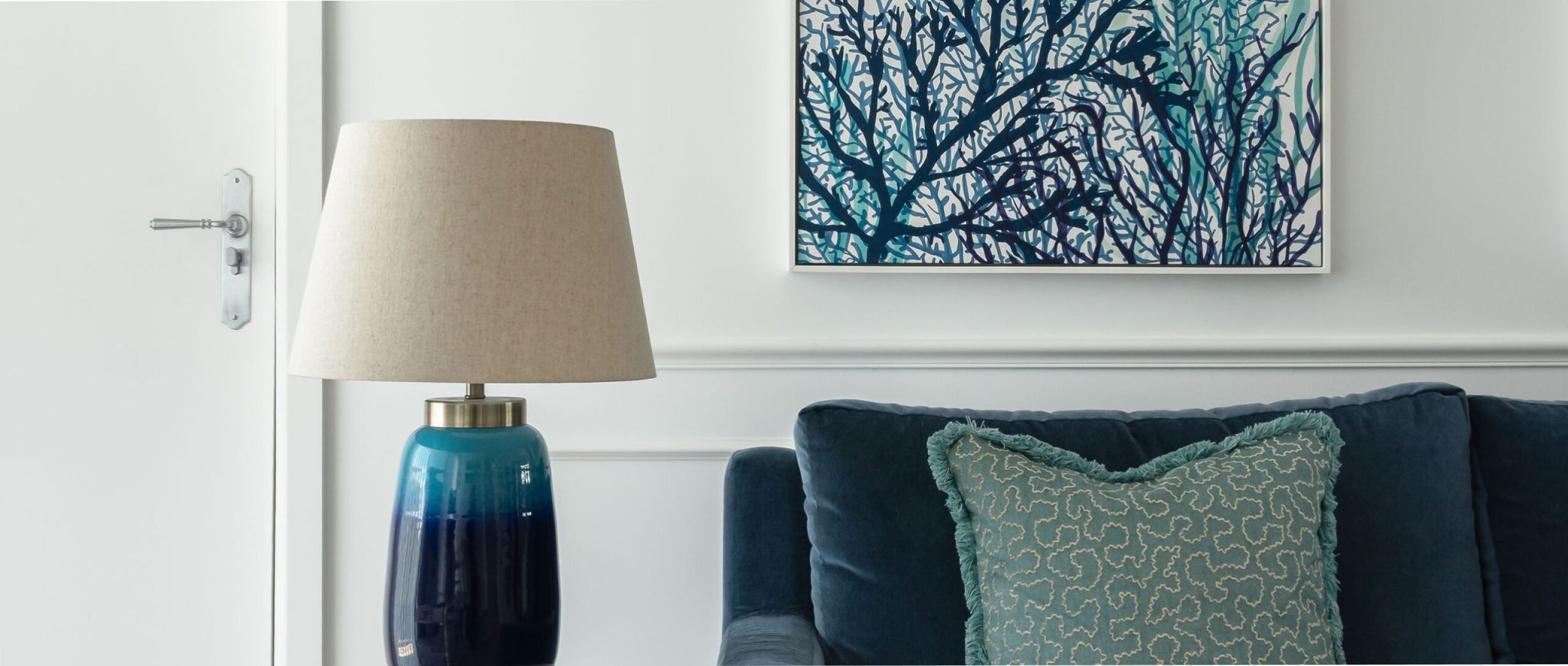 Green Room Interiors Blue living room