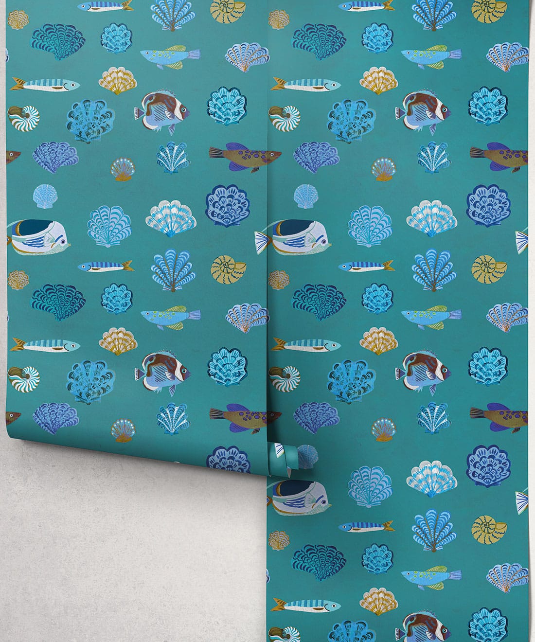 Seaside Treasures Wallpaper - Colourway: Lagoon Blue - Roll
