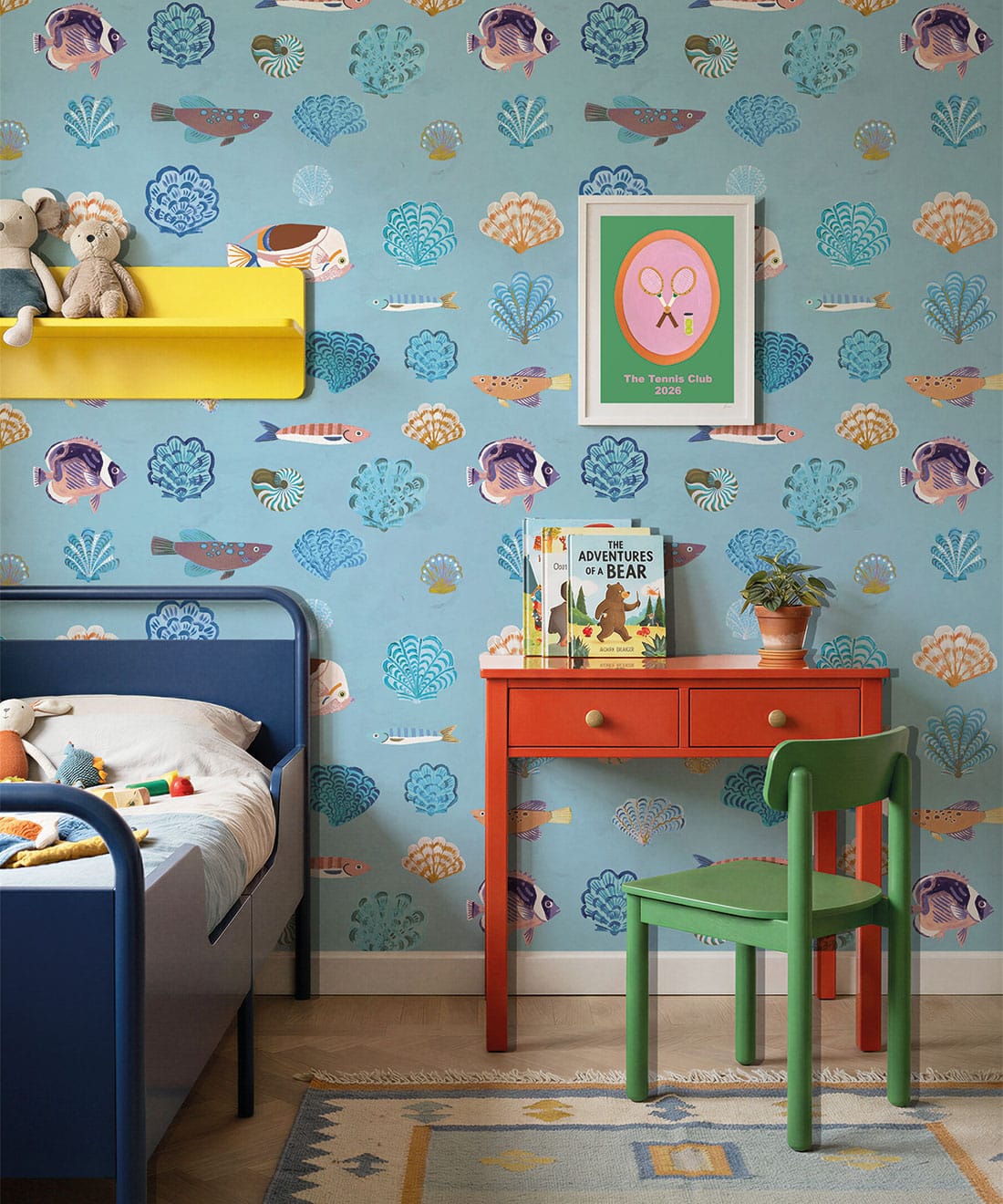 Seaside Treasures Wallpaper - Colourway: Powder Blue - Insitu