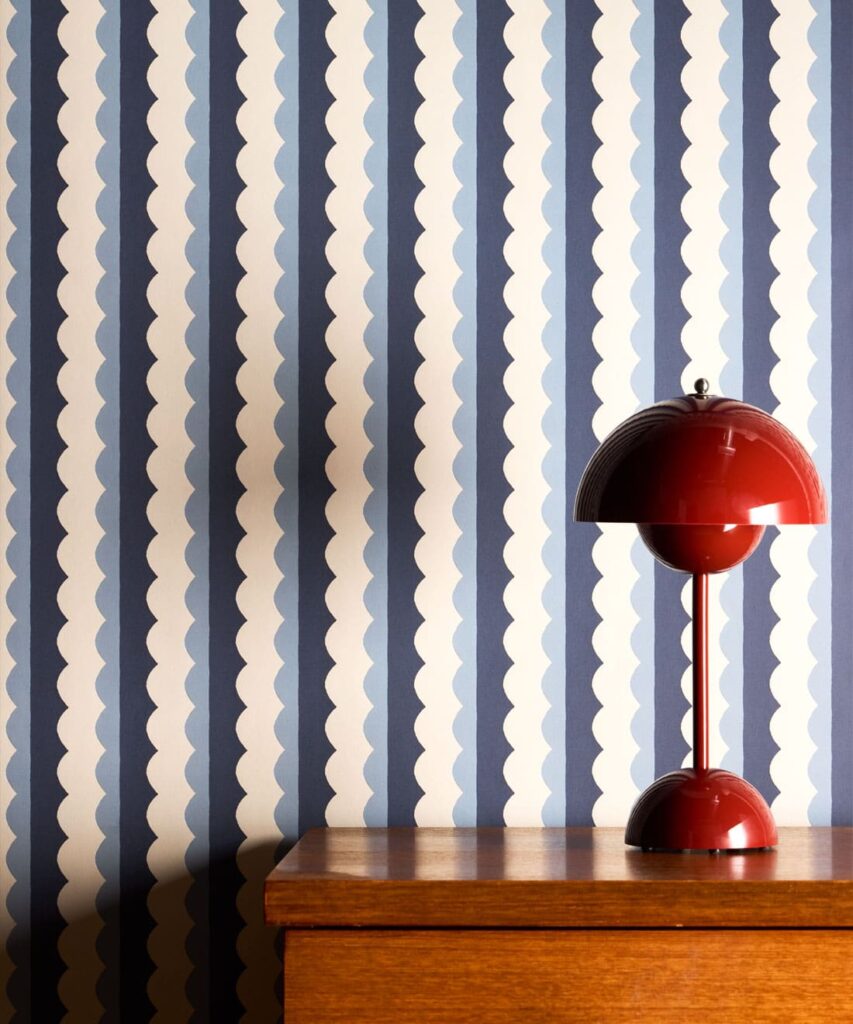 Otto Wallpaper - Colorway: Indigo - Petite Prints - Stripes Collection - Insitu