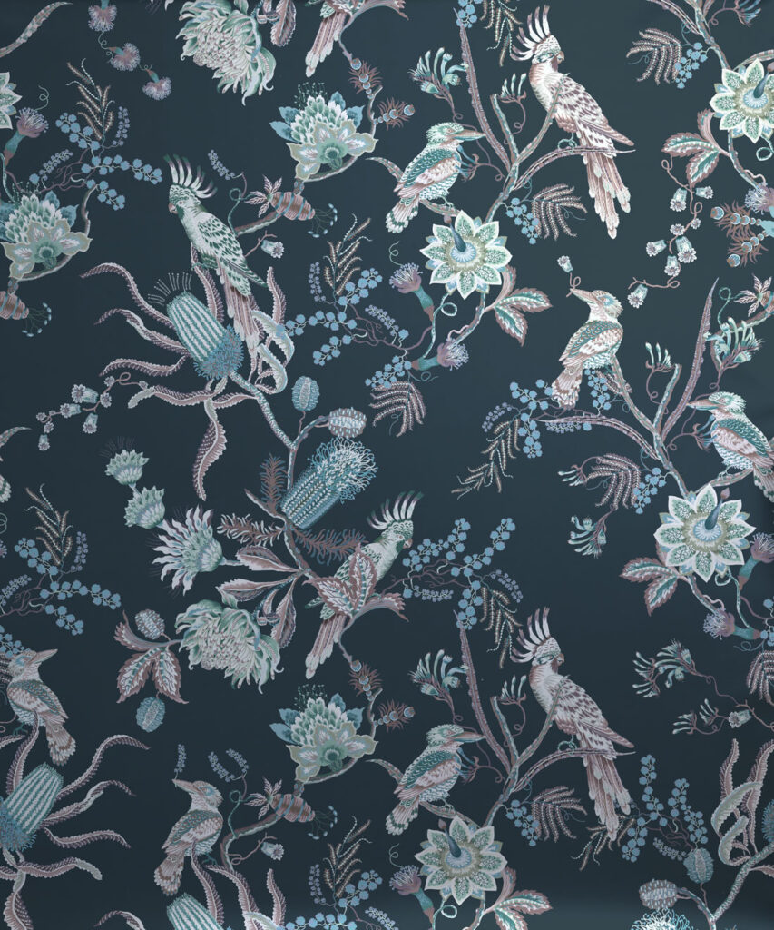Matilda Metallic Wallpaper - Colourway: Deep Blue (Silver) - Swatch