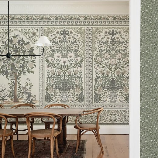 Pavilion Mural in Linen and Wild Violet in Duck Egg - Instagram Homepage Grid - Feb26