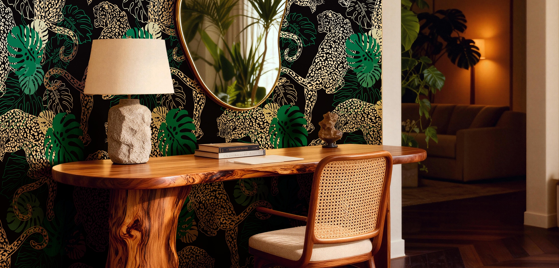 Leopards Metallic Wallpaper