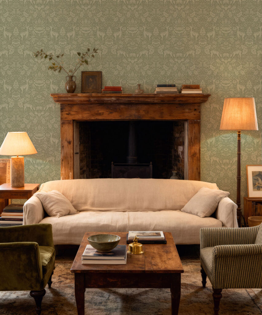 Richmond Wallpaper - Colourway: Sage - Insitu