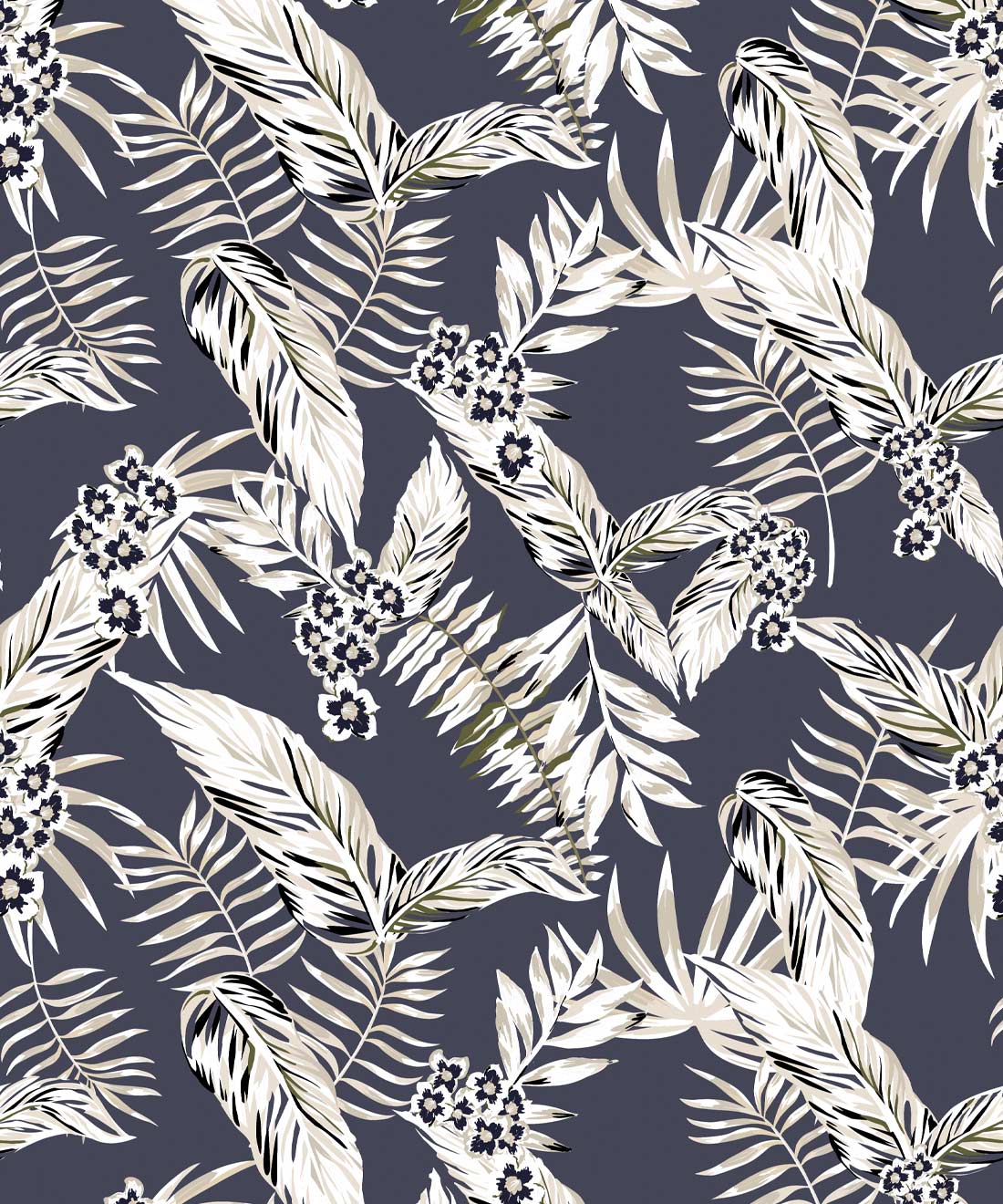 Cooktown Orchids Wallpaper - Colourway: Indigo